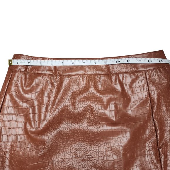 NWOT Womens Leather Short Skirt Split Hem Size Small Brown - Picture 9 of 10